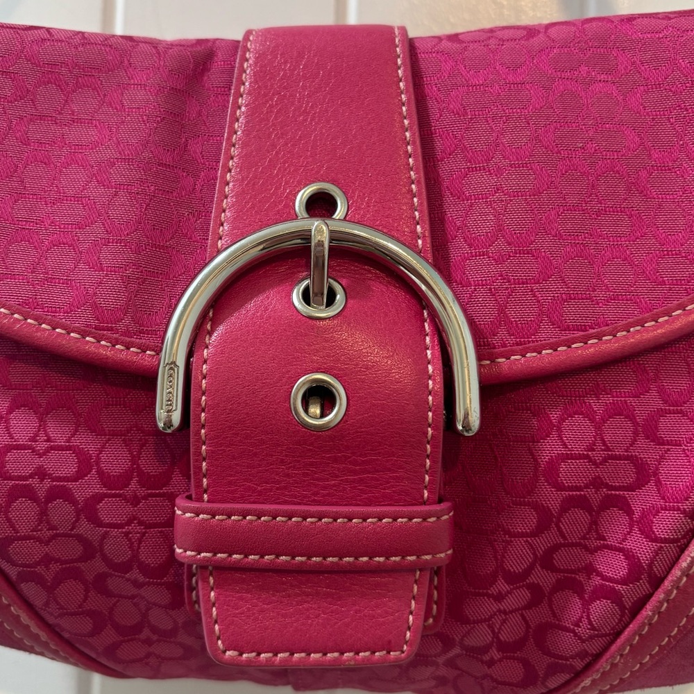 Coach Soho Mini Pink Signature Canvas Suede Denim Vintage Y2K Coach 6818 - Picture 6 of 15